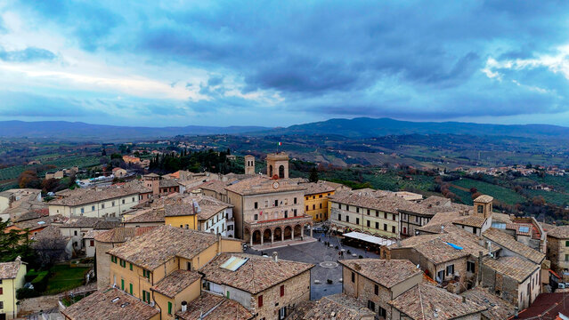 aerial pictures made with a dji mini 4 pro drone over Montefalco, in Umbria, Italy.