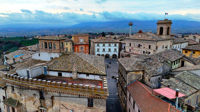 aerial pictures made with a dji mini 4 pro drone over Montefalco, in Umbria, Italy.