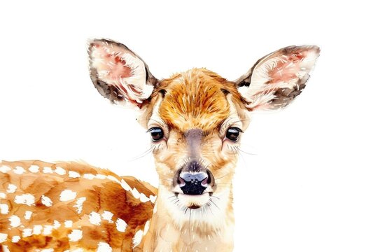 Close-up image of a deer on a white background. Suitable for various design projects