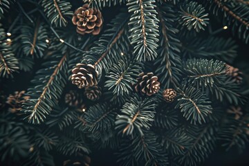 Detailed view of pine cones on a tree, ideal for nature backgrounds