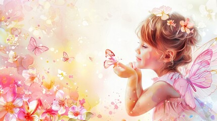 A little girl holding a butterfly, perfect for nature-themed projects