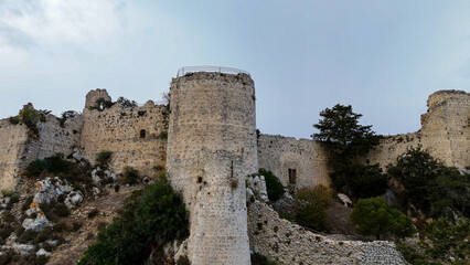 Fototapeta na wymiar aerial pictures made with a dji mini 4 pro drone over Kantara Castle, Cyprus.