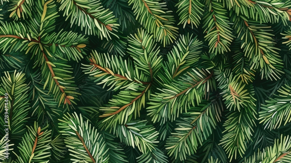 Poster a close up view of a bunch of pine trees. suitable for nature and outdoor themes