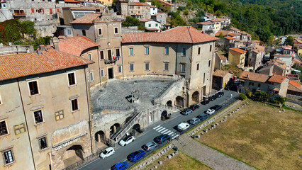 aerial pictures made with a dji mini 4 pro drone over Palestrina, Lazio, Italy. - obrazy, fototapety, plakaty