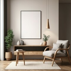 Contemporary Interior Design: Wall Poster Mockup in Modern Setting