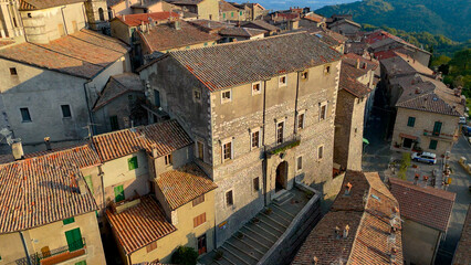 Fototapeta na wymiar aerial pictures made with a dji mini 4 pro drone over Capranica Prenestina, Lazio, Italy.