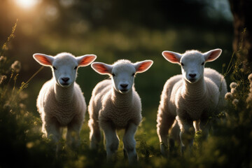 lambs Young pasture scandinavian farm animal baby sheep norwegian cute spring goat ear grass green lamb beautiful countryside play wool agriculture white jumping