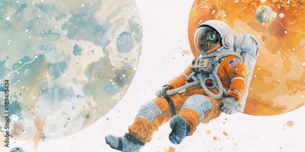 Aufkleber An astronaut floating in the vastness of space. Suitable for science fiction and educational projects