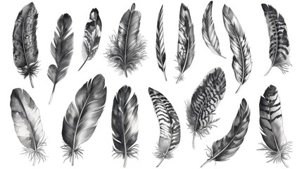 Vibrant feathers on a clean white backdrop. Ideal for design projects