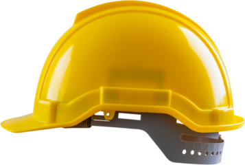 Yellow safety construction helmet isolated on white background