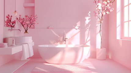 a beautiful modern, clean style bathroom with perfectly bright diffuse lighting