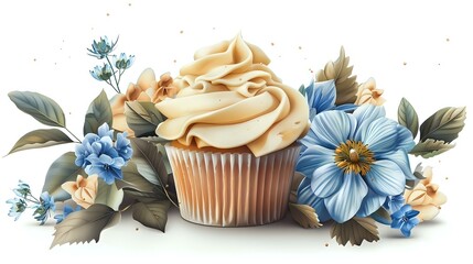 Elegant Cupcake with Delicate Floral Touch