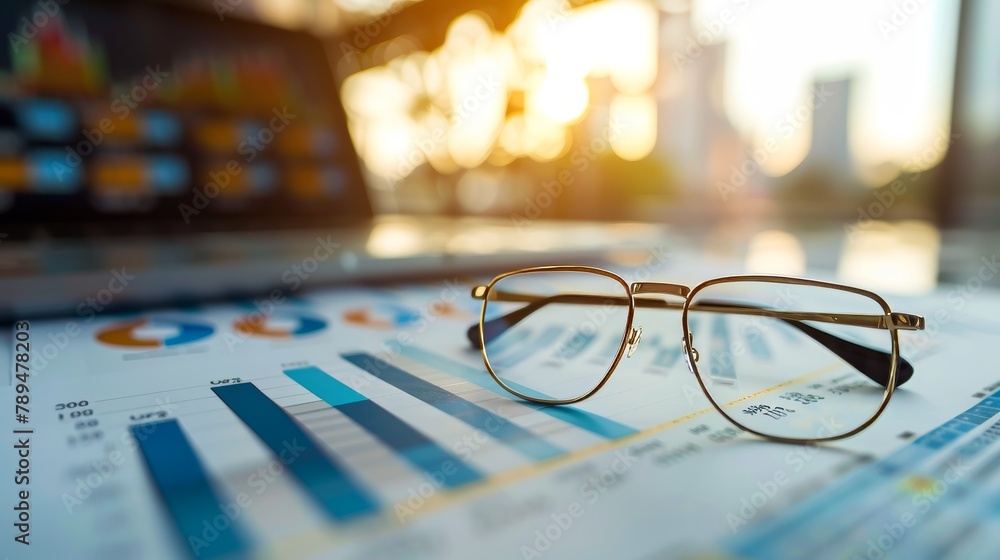 Aufkleber Analyzing a business concept's statistics. Financial planning. Financial analysis. Management strategy.
