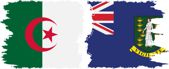 British Virgin Islands and Algeria grunge flags connection vector