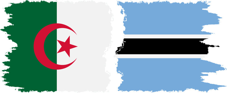 Botswana and Algeria grunge flags connection vector