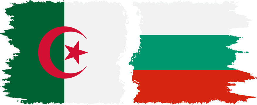 Bulgaria and Algeria grunge flags connection vector