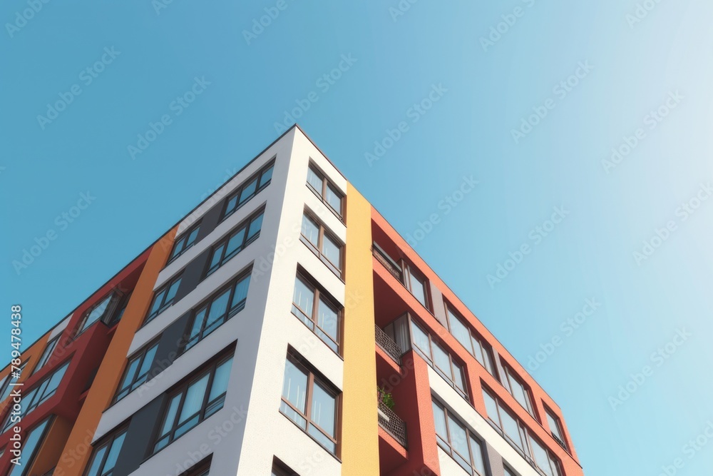 Aufkleber A tall building with numerous windows on a sunny day. Ideal for architectural and urban concepts