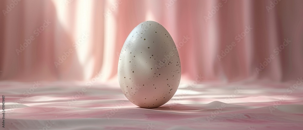 Poster a bright blank background with an egg. this is an easter holiday rendering in 3d