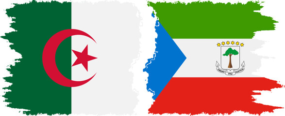 Equatorial Guinea and Algeria grunge flags connection vector