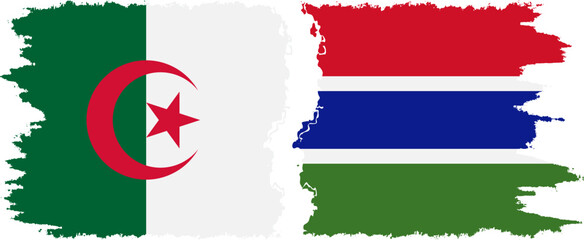 Gambia and Algeria grunge flags connection vector