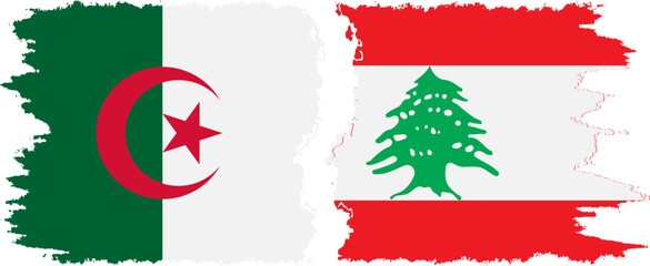 Lebanon and Algeria grunge flags connection vector