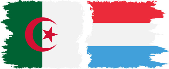 Luxembourg and Algeria grunge flags connection vector