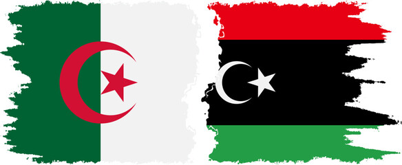 Libya and Algeria grunge flags connection vector