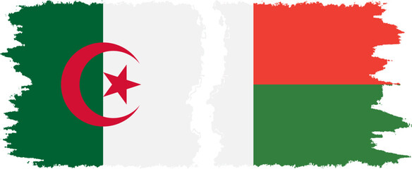 Madagascar and Algeria grunge flags connection vector
