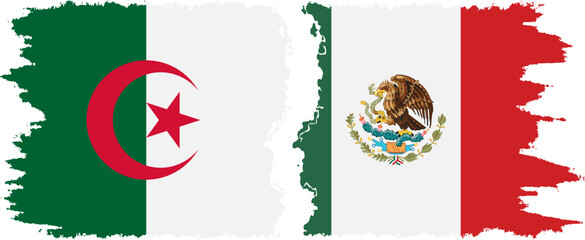 Mexico and Algeria grunge flags connection vector