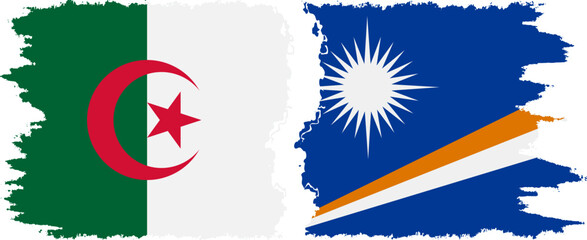 Marshall Islands and Algeria grunge flags connection vector