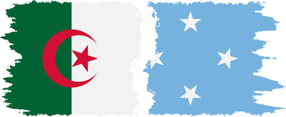 Federated States of Micronesia and Algeria grunge flags connection v - obrazy, fototapety, plakaty