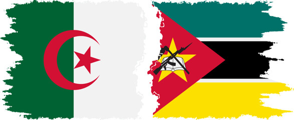 Mozambique and Algeria grunge flags connection vector