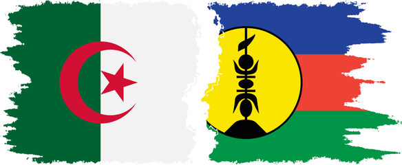 New Caledonia and Algeria grunge flags connection vector