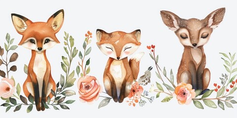 Obraz premium A group of various animals sitting next to each other. Suitable for educational materials or animal-themed designs