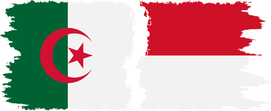 Monaco and Algeria grunge flags connection vector