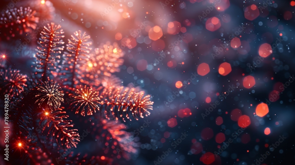 Aufkleber isolated modern illustration of an abstract christmas card with a fir tree branch. low poly style de