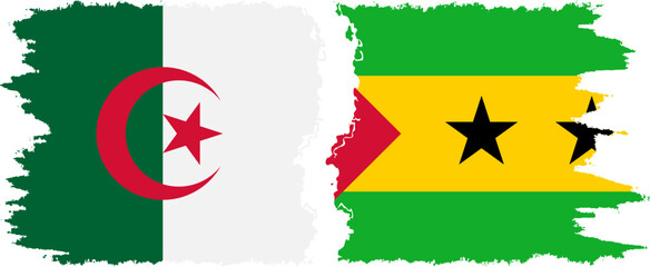 Sao Tome and Principe and Algeria grunge flags connection vector