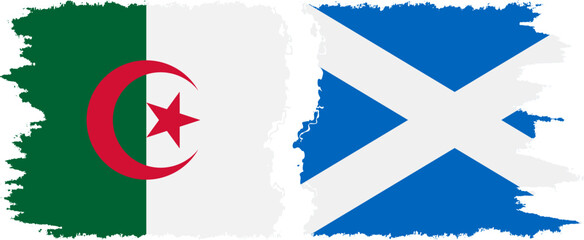 Scotland and Algeria grunge flags connection vector
