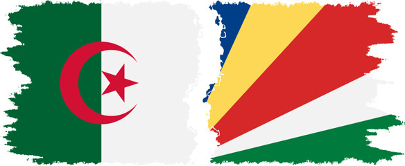 Seychelles and Algeria grunge flags connection vector