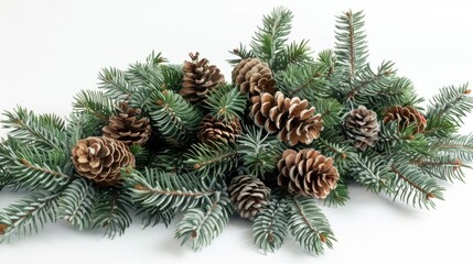 Pine cones resting on a pine tree, suitable for nature-themed designs