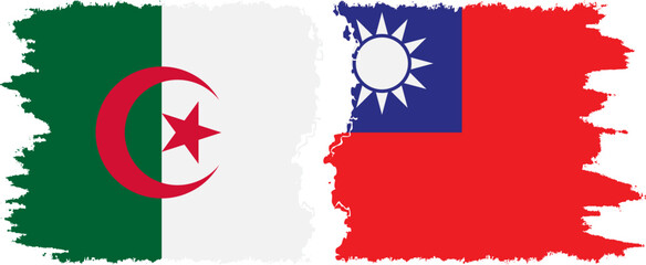 Taiwan and Algeria grunge flags connection vector