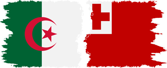 Tonga and Algeria grunge flags connection vector