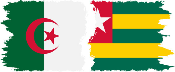 Togolese Republic and Algeria grunge flags connection vector