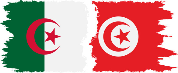 Tunisia and Algeria grunge flags connection vector