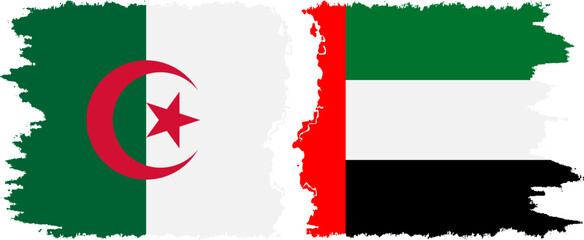 United Arab Emirates and Algeria grunge flags connection vector
