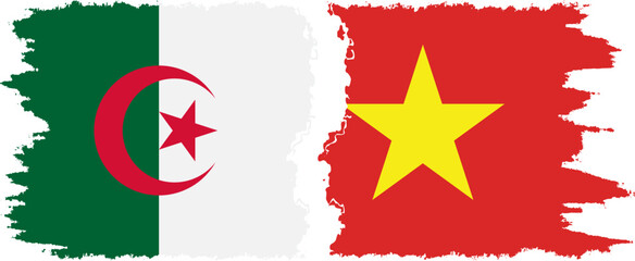 Vietnam and Algeria grunge flags connection vector
