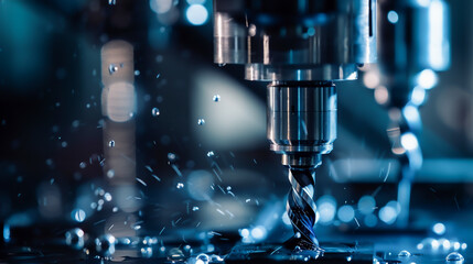 A machine with a drill bit is shown in a blurry image