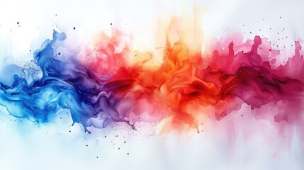 Artistic watercolor decorations with splashes of color for a creative atmosphere on white background, 4k, ultra hd