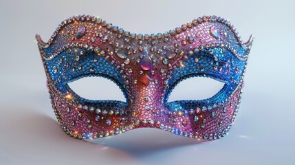 Bedazzled masquerade masks for a glamorous party decoration on white background, 4k, ultra hd