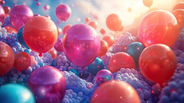Abstract background with colorful balloons, 4k, ultra hd